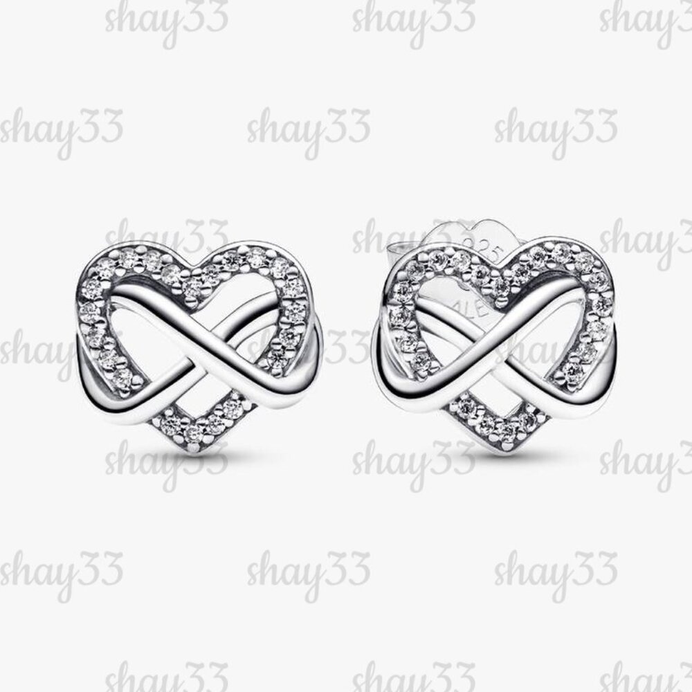 Pandora Sparkling Infinity Heart Stud Earrings